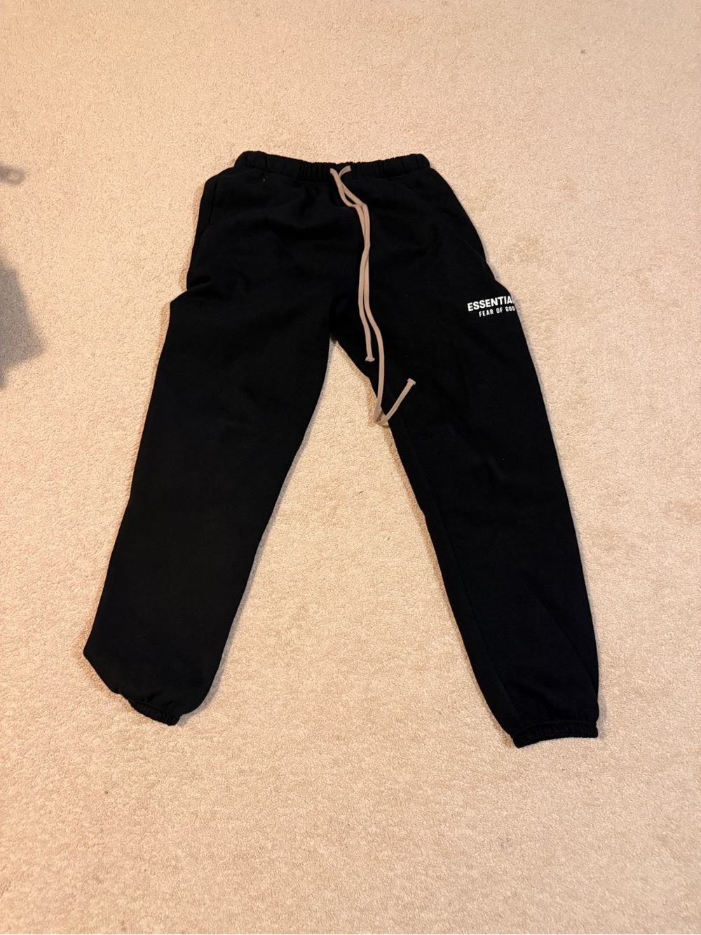Essentials Kids Black Jogger Sweatpants with Tan Drawstring